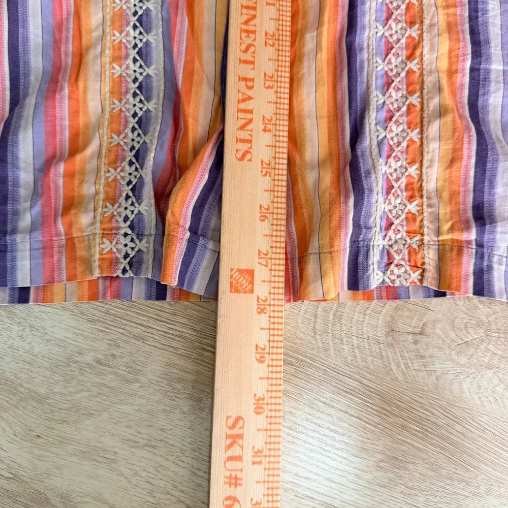 Banana Republic Button Up Shirt Mens‎ M Orange Purple Striped Embroidered SS